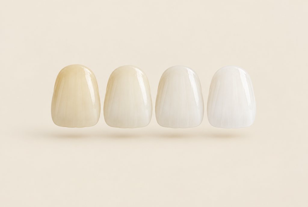 Dientes en distintos tonos, del marfil al blanco natural